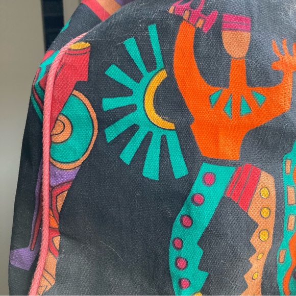 🧡💚💙💜bright cotton canvas duffel /w zip inner pocket Happy dancers/ musicians - Picture 6 of 16